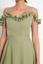 Oil Green Ruffle Collar Detail Adjustable Strap Woven Fabric Maxi Flared Evening Dress - 9