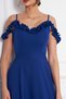Sax Blue Ruffle Collar Detail Adjustable Straps Woven Fabric Maxi Flared Evening Dress - 9