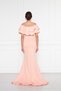 Powder Boat Neck Ruffle Detail Stretch Fabric Off Shoulder Maxi Length Evening Dress Fish Dress - 7