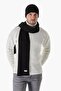 Men's Hair Braid Scarf Beanie Set Black 23w501