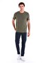 Khaki Regular Fit Plain Cotton Crew Neck Knitwear T-Shirt - 4