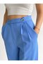 Blue Palazzo Woven Fabric Pleated Trousers - 5