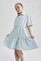 Girl's Regular Fit Shirt Collar Short Sleeve Cotton Poplin Midi Dress - 3