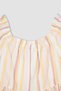 Girls' Striped Cotton Linen Looking Short Sleeve Dress W7755a622sm - 8
