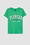 Regular Fit Crew Neck Slogan Printed Short Sleeve 100% Cotton T-Shirt - 4