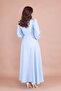 Baby Blue Double Breasted Collar Long Sleeve Buttoned Cuffed Long Length Belted Dress - 8