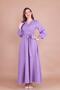 Lilac Double Breasted Collar Long Sleeve Buttoned Cuffed Long Length Belted Dress