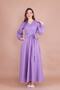 Lilac Double Breasted Collar Long Sleeve Buttoned Cuffed Long Length Belted Dress - 4