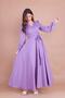 Lilac Double Breasted Collar Long Sleeve Buttoned Cuffed Long Length Belted Dress - 6