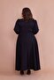 Black Double Breasted Collar Long Sleeve Buttoned Cuffed Long Length Belted Plus Size Dress - 8