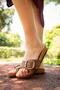 Women's Comfortable Sole Buckle Tan Slippers - 6