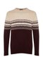 Burgundy Slim Fit Woolen Bicycle Collar Panel Jacquard Knitwear Sweater Tmnaw21Kz0738 - 6