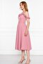 Atlas Fabric Adjustable Strap Ruffle Detailed Collar Pleated Flared Midi Dusty Rose Evening Dress 421 - 5