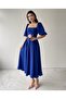Cobalt Blue Square Neck Pleated Midi Dress - 2