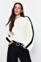 Ecru Wide Fit Sleeve Folded Knitwear Sweater TWOAW24KZ00663