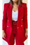 Long Gold Buttoned Blazer Jacket Red - 2