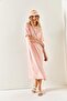 Women's Powder Side Slit Oversize Cotton Dress ELB-19001880 - 5