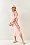 Women's Powder Side Slit Oversize Cotton Dress ELB-19001880 - 6