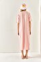 Women's Powder Side Slit Oversize Cotton Dress ELB-19001880 - 8