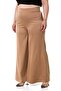 Large Size Wide Leg Satin Mink Trousers with Elastic Waist and Back - 6