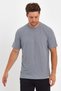 Gray Knitted Neck Detailed Design T-Shirt - 5