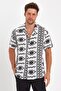 Ethnic Patterned Design Summer Viscose Shirt