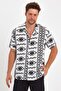 Ethnic Patterned Design Summer Viscose Shirt - 5
