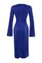 Navy Blue Pleated Fabric Flare Sleeve Detail A-Line Midi Knit Dress TWOAW24EL00125 - 8