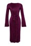 Purple Pleated Fabric Flare Sleeve Detail A-Line Midi Knit Dress TWOAW24EL00125 - 7
