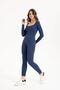 Women's Seamless Knitted Corded Long Sleeve Square Neck Crop Blouse 9010 - 7