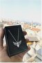 Zircon Stone Angel Wings Heart Necklace - 3