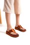 Capone Flat Heeled Flip Flops Comfort Satin Fashion Copper Women's Slippers - 3