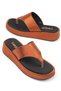Capone Flat Heeled Flip Flops Comfort Satin Fashion Copper Women's Slippers - 5