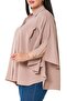 Plus Size Cloak Sleeves Hidden Placket Pleat Detailed Mink Shirt - 5