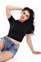 WOMEN'S SHORT SLEEVE CROP T-SHIRT / WOMEN'S SHORT SLEEVE SHORT TSHIRT - 5