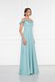 Mint Green Ruffle Collar Detail Adjustable Straps Woven Fabric Maxi Flared Evening Dress - 5