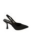 SUMMER Women's Black Nude Matte Fabric 8cm Candlestick Heel Open Back Pointed Toe Heeled Stellto Shoes - 2