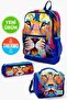 Kids Navy Blue Cobalt Blue Lion Patterned Pen Holder, Nutrition, 3-Piece School Bag Set GOSET0123741