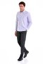 Lilac Comfort Fit Striped Cotton Slim Collar Long Sleeve Casual Shirt - 4