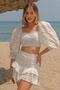 Botanica Women's White Brode Bustier Skirt Bottom Top Set