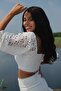 Botanica Women's White Brode Bustier Skirt Bottom Top Set - 4