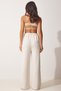 Women's Cream Summer Linen Palazzo Trousers MC00198 - 9