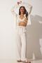 Women's Cream Summer Linen Palazzo Trousers MC00198