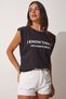 Women's Black Padding Cotton Knitted T-Shirt DR00078 - 3