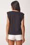Women's Black Padding Cotton Knitted T-Shirt DR00078 - 4