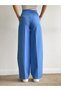 Blue Palazzo Woven Fabric Pleated Trousers - 6