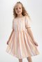 Girls' Striped Cotton Linen Looking Short Sleeve Dress W7755a622sm - 5