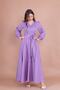 Lilac Double Breasted Collar Long Sleeve Buttoned Cuffed Long Length Belted Dress - 2