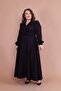 Black Double Breasted Collar Long Sleeve Buttoned Cuffed Long Length Belted Plus Size Dress - 5