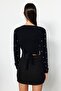 Black Super Crop Fuzzy/Beard Yarn Pearl Detailed Knitwear Sweater Twoaw24Kz00228 - 4